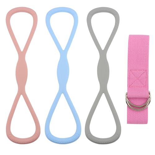 3PCS Figure 8 Resistance Bands Set with Handles, 15/25/35lb, Yoga Band