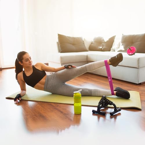 Fittest Pro by Limm Resistance Bands for Legs and Butt, Fabric Exercise Loop Bands Yoga, Pilates, Rehab, Fitness and Home Workout, Strength Bands for Booty - color: Pink