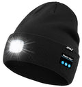 ATNKE LED Lighted Bluetooth Beanie Hat,USB Rechargeable 4 LED Wireless Music Running Headlamp Cap Gift for Men and Women - color: #Black