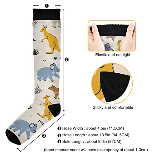 OTVEE Australia Animals Kangaroo Koala Compression Socks Women & Men, 2 Pairs Gym Running Hiking Sport Knee High Stockings