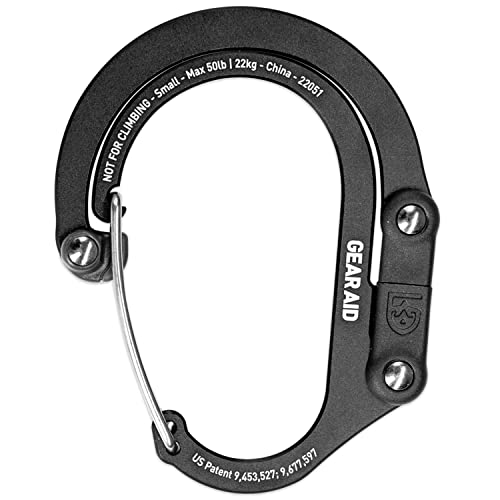 GEAR AID HEROCLIP Small Carabiner Gear Clip with 360° Swivel Hook - color: Stealth Black, size: 1 Carabiner