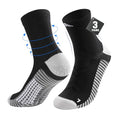 Mens Compression Running Socks: 15-20 mmHg Arch Support Non-Slip - color: C-black Black Black, size: 13-16