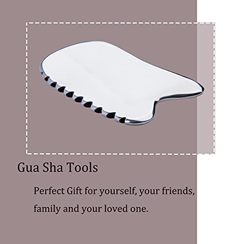 wuyaoyao Stainless Steel Gua Sha Facial Tool 4-Edge Gua Sha Scraping Massage Tool Gua Sha Tools for Anti Cellulite, Face Lifting, Lymphatic Drainage, Soft Tissue(F)