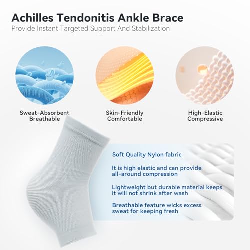 INDEEMAX 2 Pack Ankle Brace & Ankle Compression Sleeve for Women Men - color: Light Blue, size: Small