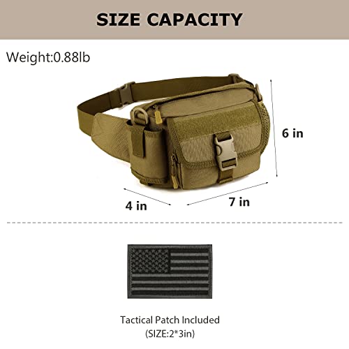 Tactical Fanny Pack for Men, Military Running Waist Bag - color: Brown