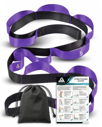 Acozycoo Stretching Strap with Loops for Physical Therapy,Knee,Leg Lifter - color: Purple, size: Length: 86 Inch, Width: 1.5 Inch