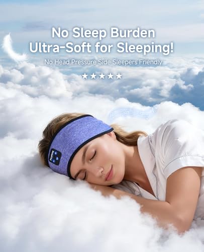 Sleep Headphones | Bluetooth 5.4 Headband | Wireless Earbuds Earphones Sweat Resistant with Ultra-Thin HD Stereo Speaker, Headphone Band for Side Sleepers Workout Running Tech Gadgets Unique Gifts - color: HB DarkBlue