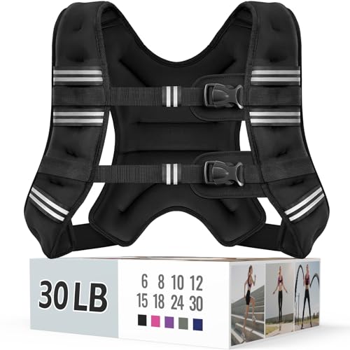Zeerun Weighted Vest, 6/8/10/12/15/18/20/24/30LB for Men Women - color: Black, size: 30 Lb