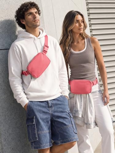 ODODOS Unisex Mini Belt Bag with Adjustable Strap Small Fanny Pack for Workout Running Traveling Hiking, Raspberry - color: Raspberry