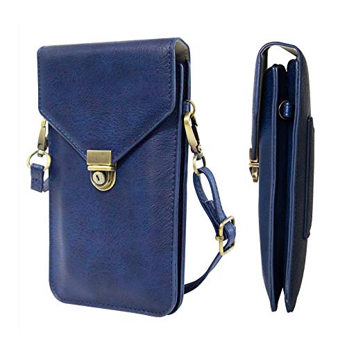 Small Cell Phone Purse, Synthetic Leather Crossbody Bag Dual Pockets Card Holder Neck Pouch with Adjustable Strap for iPhone X Xr 8 7 6s Plus, Galaxy S10 S9 S8 Plus, LG G8 ThinQ, Blue - color: 02 Blue