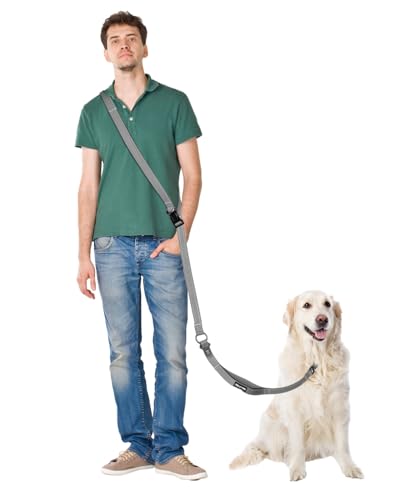Hands Free Dog Leash, Multifunctional Crossbody Dog Leash - color: Gray, size: Medium-5.3-7.9ft