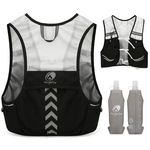 Hydration Running Vest with 2pcs 500ml/17oz Water Bottles, M/L - color: Black- Gray, size: M: 27.6" - 43.3"
