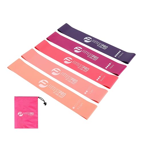 Fittest Pro by Limm Resistance Bands for Legs and Butt, Fabric Exercise Loop Bands Yoga, Pilates, Rehab, Fitness and Home Workout, Strength Bands for Booty - color: Pink