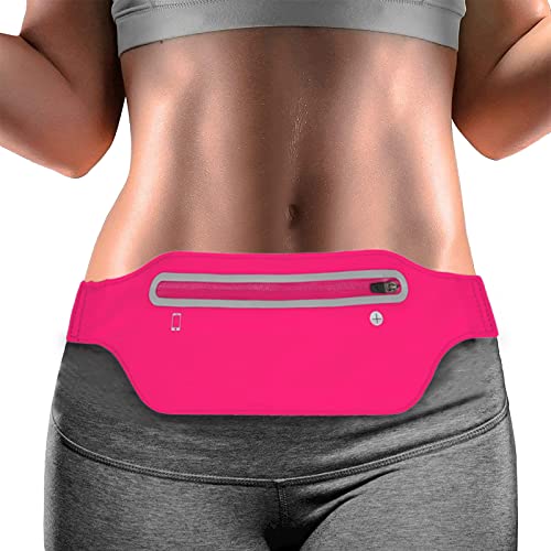 Fanny Packs for Women,Waterproof Fanny Pack for Men,Adjustable Running Belt Waist Pack Slim Expandable Pocket Belt,iPhone Running Holder Cell Phone Elastic Waist Pouch Bag for Galaxy Pink - color: 2-Pink