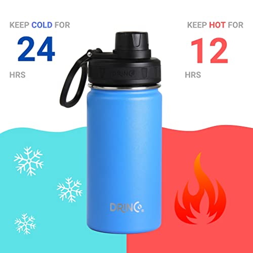 Drinco Stainless Steel Water Bottle Spout Lid Vacuum Insulated Double Wall Water Bottle Wide Mouth Leak Proof Keep Cold Sport Camping Hiking (14oz Royal Blue) - color: 14oz Royal Blue