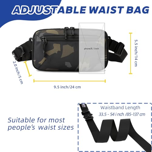 Crossbody Fanny Pack - 1.5L Small Sling Bag Water Resistant Handled Pouch with Adjustable Strap & D Ring for Travel Running Hiking EDC,Camo - color: Camo