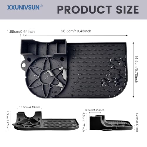 Bottle Drying Rack for Stanley, Water Bottle Drain Pad for Owala Thermos Cups, Space Saving Drainer Stand Mat, Silicone Kitchen Counter Racks, Small Tumbler Drainer (Black) - color: Black