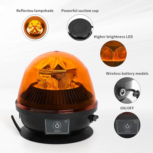 Amber Beacon Light, Rechargeable LED Strobe Lights for Trucks - color: Style 6