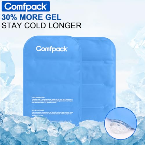 Comfpack Large Ice Pack for Injuries Gel Pack for Lower Back Pain Relief Reusable Hot Cold Therapy Cold Pack for Back, Shoulder, Elbow, Hip, Knee, Soft Cold Compress, 9.8 × 17.7" - size: 9.8×17.7 Inch