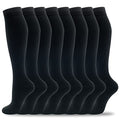 fenglaoda 8 Pairs Compression Socks for Men & Women 20-30 mmHg Knee High Nurse Pregnant Running Medical and Travel Athletic - color: 04-8 pairs-black-new, size: Large-X-Large