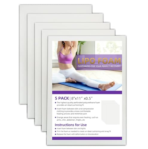 5 Pack Lipo Foam - Post Surgery Ab Board for Use with Post Liposuction Surgery Flattening Abdominal Compression Garments Liposuction Foam Pads for Recovery 8" X11