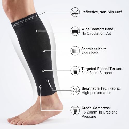 Compression Calf Sleeves for Men & Women 15-20 mmHg - color: Black, size: Small