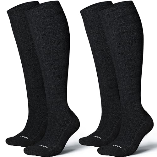 LEVSOX Thicker Bamboo Viscose Compression Socks 20-30 mmHg Cushioned - color: Black, size: Medium
