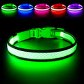 Flashseen LED Dog Collar, Light Up Dog Collar USB Rechargeable, Green, M - color: Green, size: Medium