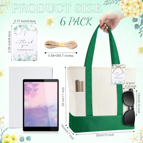 Shinylin Mini Canvas Tote Bags with 2 Pockets - color: Green and Beige
