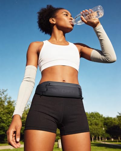 WATERFLY Running Belt Fanny Pack, Runner Race Belt with Bib Clip Dark Gray - color: Dark Gray