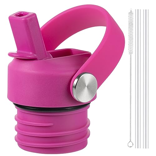 RRegeny Straw Lid fits Hydro Flask Standard Mouth, 21 24 oz, Sports Flex Cap Water Bottle Accessories Replacement Top - color: carnation+1pack