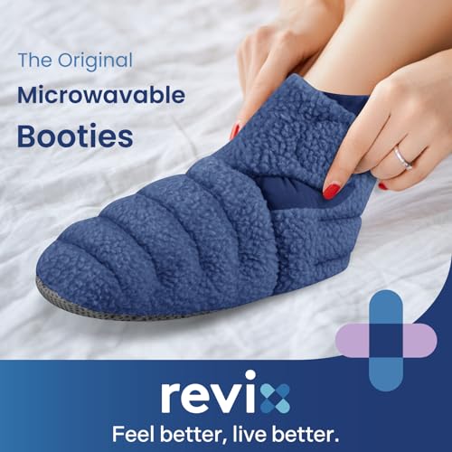 REVIX Microwavable Booties for Cold Feet, Heated Slippers, Navy S - size: S/M, style: Navy