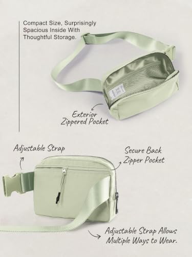 ODODOS Unisex Mini Belt Bag with Adjustable Strap Small Fanny Pack for Workout Running Traveling Hiking, Desert Sage - color: Desert Sage