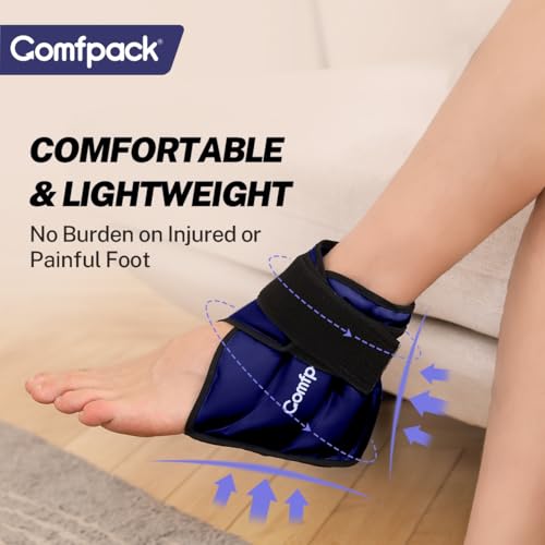 Comfpack Ankle Ice Pack Wrap for Swelling, Heel Ice Pack for Pain Relief, Hot Cold Therapy Cold Pack for Plantar Fasciitis, Achilles Tendonitis, Ankle Sprain, Foot Pain, Navy - color: Dark Blue-1 Pack