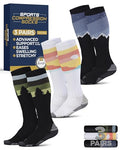 Pembrook 3 Pairs Compression Socks 20-30 mmHg - Compression Socks for Women and Men | Running, Athletic, Travel, Nurses - color: Nature Patterns (Mountains/Trees/Sunset) - 3 Pairs, size: X-Large