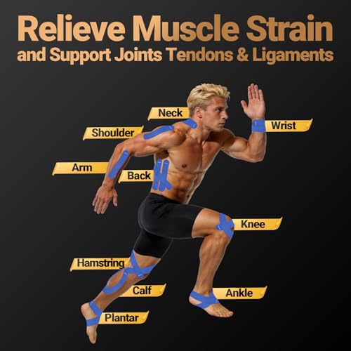 Kinesiology Tape, 2 Rolls, 40 Precut Strips, Waterproof, Blue - color: Blue