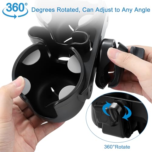 Accmor Stroller Cup Holder with Phone Holder, Bike Cup Holder, Walker Scooter Wheelchair Cup Holder Attachment, Universal Cup Holder for Uppababy Graco Strollers - color: Double Holder-Other Shape
