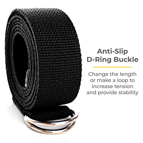 Bulk Yoga Straps, 10 Pack, 6ft, D-Ring Buckle - color: Black