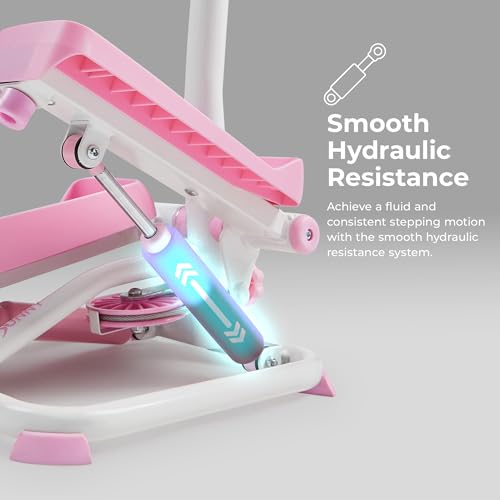 Sunny Health & Fitness Smart Stair Stepper w/Handlebar & Resistance Bands - color: Pink