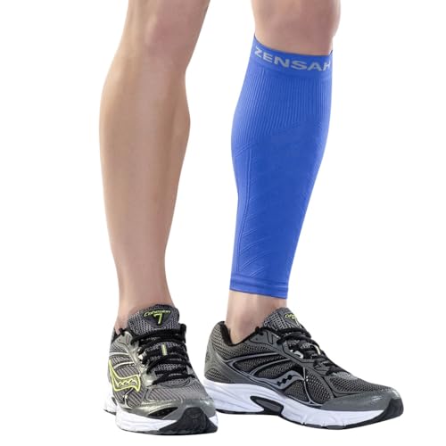 Zensah Calf/Shin Compression Sleeve - Made in the USA Single Leg Compression Sleeve for Shin Splint Relief, Recovery, Running - color: Purple, size: Large-X-Large