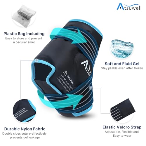 Atsuwell Ankle Ice Pack Wrap 2 Packs for Swelling & Spraine Relief, Black