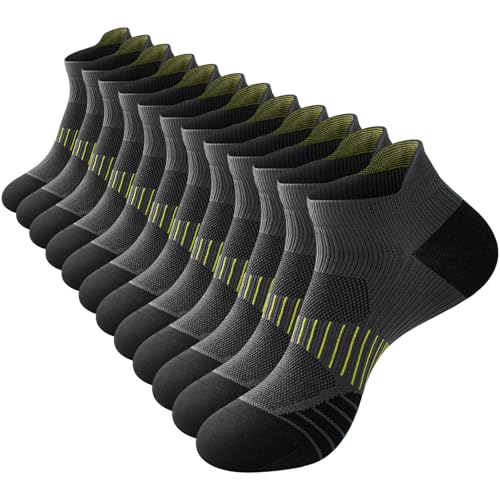 Ankle Compression Socks for Men & Women, 6 Pairs, Low Cut - color: Dark Gray, size: Large