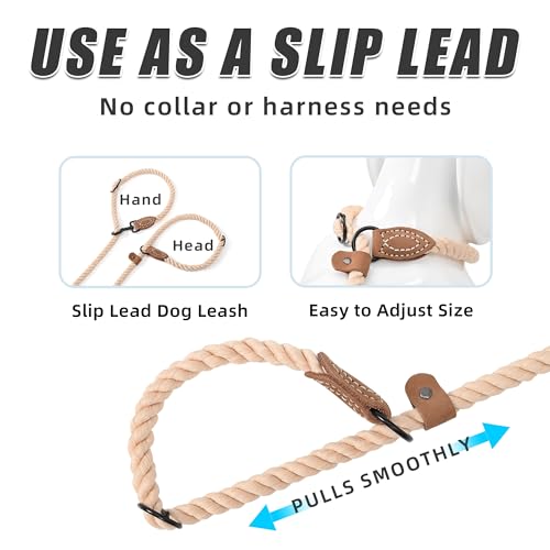 Mile High Life Hands Free Dog Leash, Crossbody Waist Leash with Genuine Leather Connection, Multifunctional Adjustable Slip Lead for Dog Walking Running (Light Brown, 7FT) - color: Light Brown, size: 7FT Hands Free