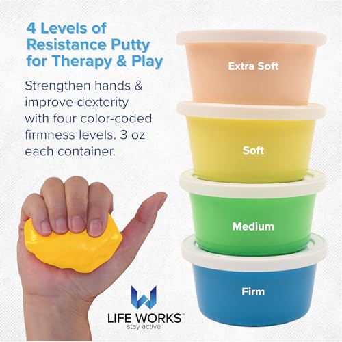 Adult Hand Therapy Putty, Grip Exercise, 4-Pack, Silicone