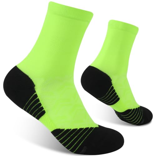 NIcool Cycling Socks For Men, 1/3 Pairs Bright Seamless Compression Running Crew Socks Youth Cushioned Tennis Quarter Socks - color: 1 Pair Green