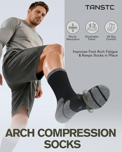 TANSTC Merino Wool Hiking Socks, Moisture Wicking Socks for Men & Women - color: Long-black (3 Pairs), size: 4-6