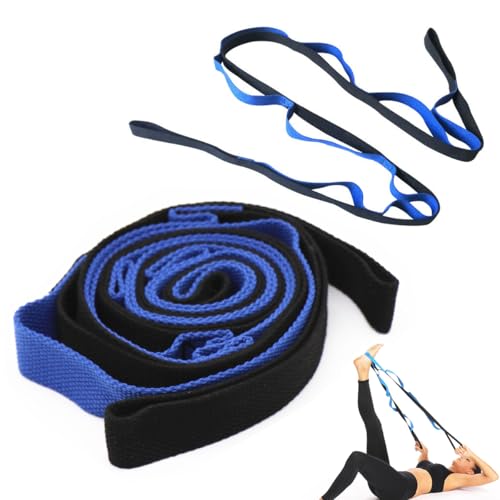 2 Pack Yoga Stretching Strap with Loops Non-Elastic Stretch Band with Door Anchor Handle Leg Stretcher Yoga Strap for Physical Therapy Pilates Dance Gymnastics Exercise Rehabilitation Routine Flexibility