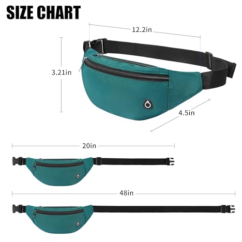 Viqueen Fashion Large Fanny Waist Pack Crossbody Belt Bag for Women and Men,Lightweight Bag with Zipper and Pockets for Running and Sports,Water Resistant,Hands Free Phone Carrying(Green) - color: Green-Lightweight