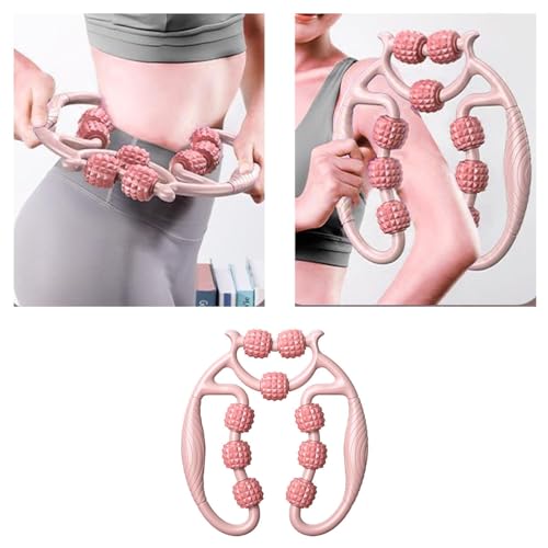 HEEPDD 9 Wheels Muscle Roller, Leg Massager Muscle Relaxation Stretching Roller Foam Roller Deep Tissue Massager for Thigh Arms Leg Waist (Pink) - color: Pink