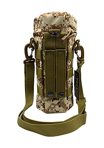Tactical Molle Water Bottle Holder Pouch Hydration Carrier Bag Tactical EDC Water Bottle Carrier with Detachable Shoulder Strap for Hiking Camping Outdoor Sport Travel - color: Desert Digital